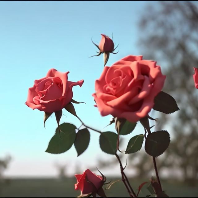 Prompt: roses blowing in the wind video