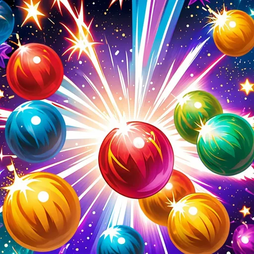 Prompt: Magic the gathering artstyle. Toy Springs. confetti. colourful explosions. Fireworks. Galaxy background. Circus balls.