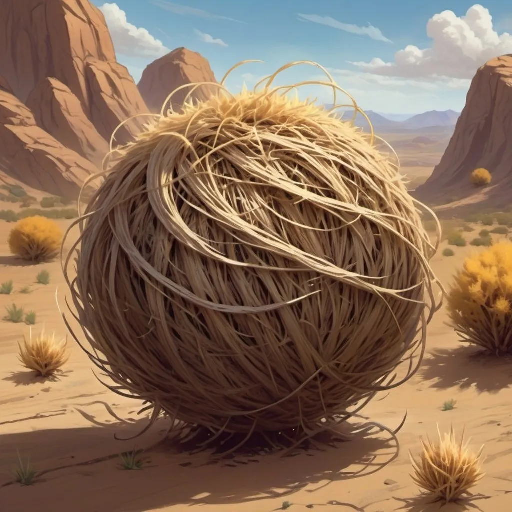 Prompt: Tiny Tumbleweed. Magic the gathering art style. 