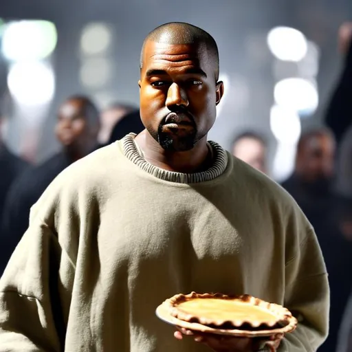 Prompt: kanye floating towards a pies aroma