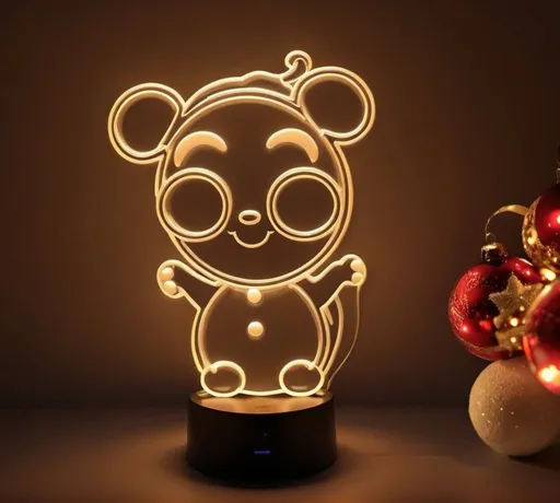 Prompt: Creating mock up image of product "Combo 3D Led Night Light" that suitable for Christmas theme. The mockup is creative, unique and beautiful