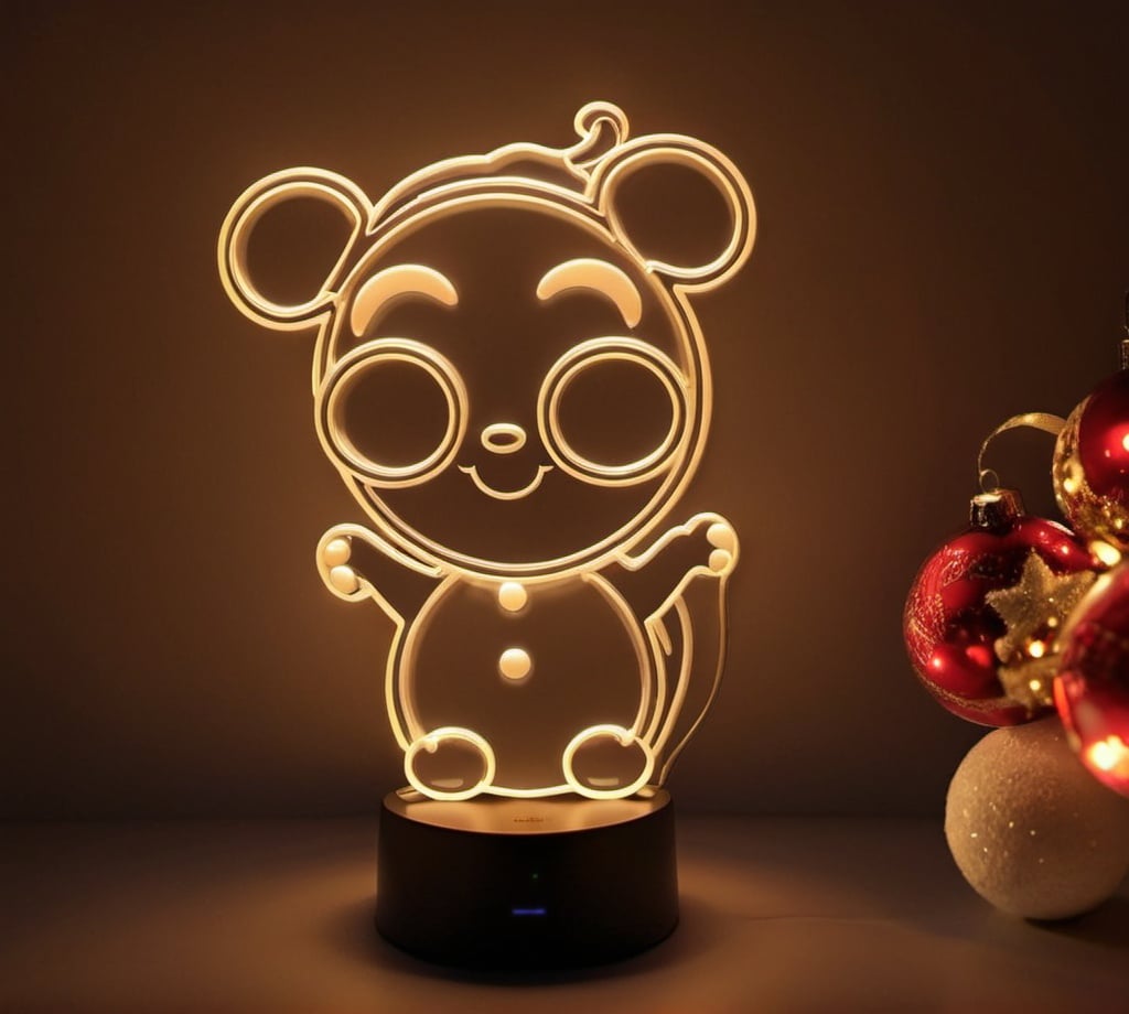 Prompt: Creating mock up image of product "Combo 3D Led Night Light" that suitable for Christmas theme. The mockup is creative, unique and beautiful