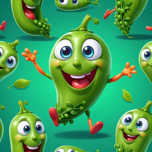 Prompt: Talking happy pea with hands and legs, vibrant cartoon style, high quality, detailed vegetable, bright colors, cheerful, animated, playful, whimsical, cute, joyful expression, friendly, energetic pose, organic textures, anime, vibrant colors, detailed, professional, cheerful lighting, anime 