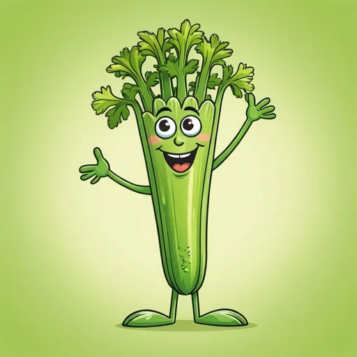 Prompt: Talking happy celery stalk with hands and legs saying "I'm good for you" vibrant cartoon style, bright and cheerful colors, high quality, detailed vegetable, animated, playful, whimsical, cute, joyful expression, friendly, energetic pose, organic textures
