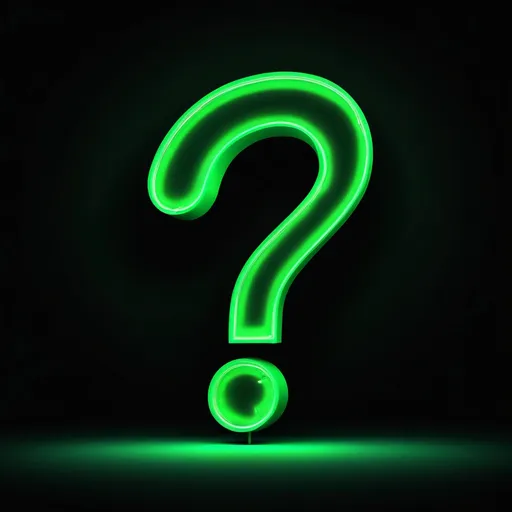 Prompt: Glowing green neon question mark