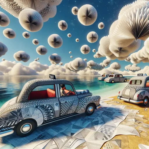 Prompt: Newspaper taxis appear on the shore
Waiting to take you away
Climb in the back with your head in the clouds
And you’re gone 
Lucy in the sky with diamonds 