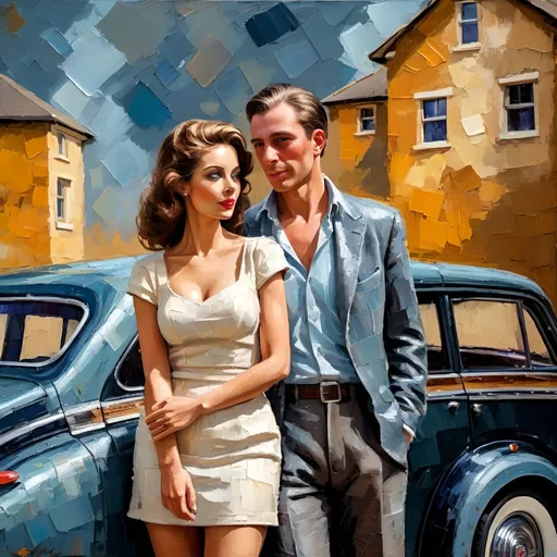 Prompt: <mymodel>Thick impasto profile full body portrait of a vintage Humber Super Snipe, oil painting, detailed brush strokes, vintage car art, classic vehicle, textured canvas, high quality, vintage, impasto, classic style, rich colors, dramatic lighting