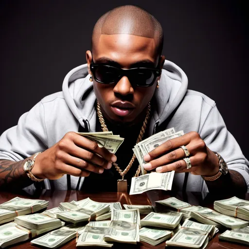 Prompt: Rapper flaunting money