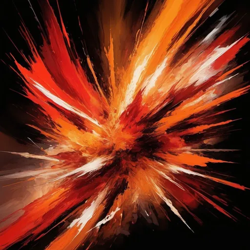 Prompt: Riding anger, abstract digital art, fiery red and orange tones, intense and dramatic lighting, high contrast, dynamic and chaotic composition, powerful energy, thick brush strokes, vibrant and aggressive strokes, explosive emotion, high intensity, high quality, abstract, fiery tones, intense lighting, dynamic composition