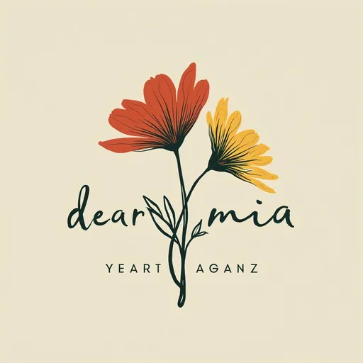 Prompt: Create a logo for a restaurant inspired by the region of Emilia romagna. Incorporate an odd number of tassel flowers and make it simple. The name of the restaurant is dear Emilia,
