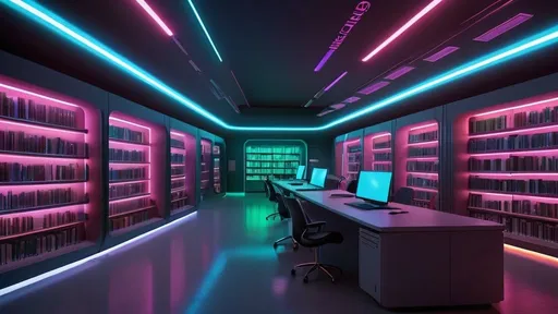 Prompt: Futuristic library with neon lights, digital art, ultra-detailed, futuristic, sleek design, professional, atmospheric lighting, neon glow. Says “The future of learning” in bottom right corner.