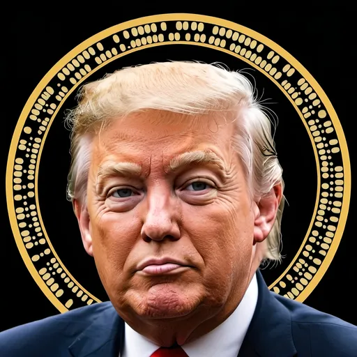 Prompt: draw a bitcoin that is combined with trump.