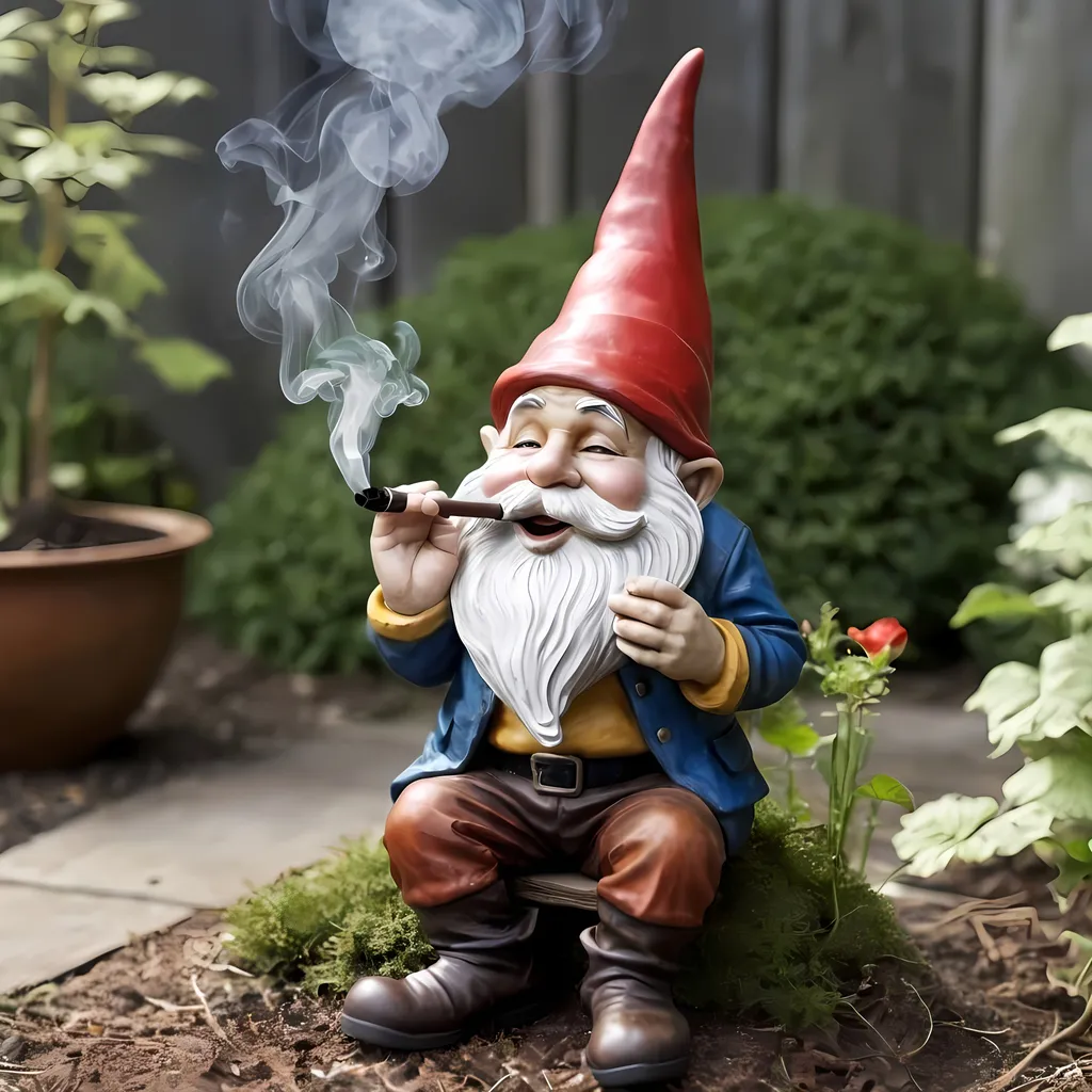 Prompt: A realistic garden gnome smoking a pipe, highest definition. 