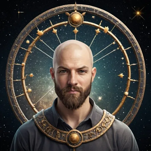 Prompt: zodiac sign sagittarius, bald man with a beard