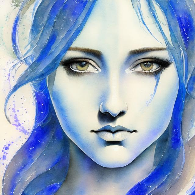 Prompt: "Cortana from Halo in the style of William Blake's Watercolor paintings"