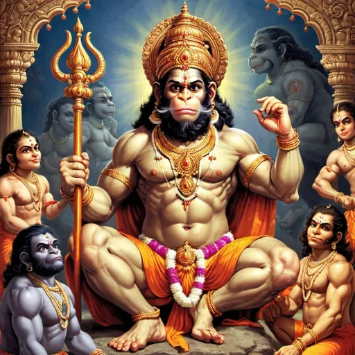 Prompt: Hanuman and vanar sena