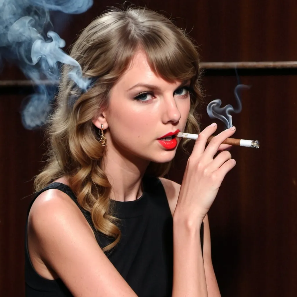 Prompt: Taylor Swift smoking cigars