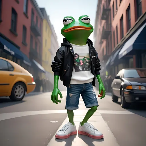 Prompt: 
3/4 perspective photo shot of Pepe the Frog with Balenciaga fashion clothes realistic photoimage 8k resolution --ar 10:13 --v 6.0