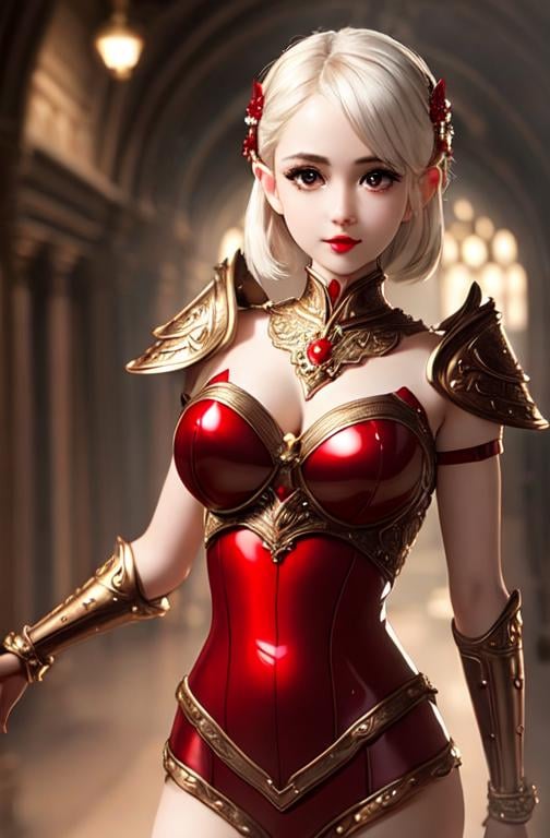 Prompt: Full-body detailed masterpiece, cute femenine woman pixie, red gloss beautiful lips, oval face,  high-res, quality upscaled image, perfect composition, highly detailed, intricate details, beautiful big eyes, maximum cuteness, lovely, adorable, beautiful, flawless, masterpiece, soft dramatic moody lighting, ultra high quality octane, hypermaximalist. armor