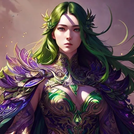 Prompt: Detailed eyes flawless eyes Gorgeous chartreuse greenest hair natural lime flair goddess, intricate, dramatic full body pose, magnificent, masterpiece, by minjae lee, by James jean, by WLOP, mucha, Waterhouse, by eve ventrue, by anna dittmann, by Alessio Albi, dynamic lighting, green, emeralds