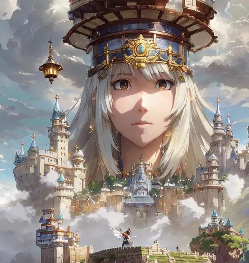 Prompt: warriors rpg game and floating castle heavenly sunshine beams divine bright soft focus holy in the clouds ethereal fantasy hyperdetailed mist Thomas Kinkade Studio Ghibli Anime Key Visual by Makoto Shinkai Deep Color Intricate Natural Lighting Beautiful Composition Epic brilliant stunning meticulously detailed dramatic atmospheric maximalist by artist Tamako Nakamura Anime Key Visual Japanese Manga Pixiv Zerochan Anime art Fantia