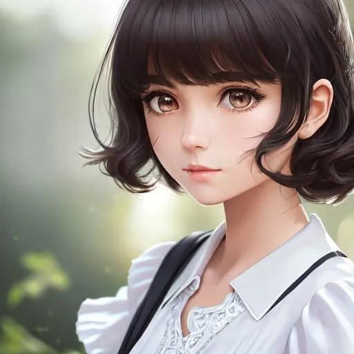 Prompt: (masterpiece, full body, illustration, best quality:1.2), 1girl, solo, (petite body, white blouse, dark brown shorts:1.3), intricate hair, stray hairs, bangs, playful demeanor, shorts, ruffles, foggy grey eyes, white hair, finely detailed, detailed face, toned face, beautiful detailed eyes, beautiful detailed shading, beautifully detailed background, rainstorm 