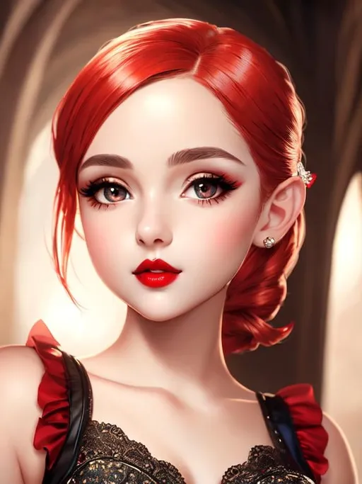 Prompt: Full-body detailed masterpiece, cute femenine woman pixie, red gloss beautiful lips, oval face,  high-res, quality upscaled image, perfect composition, highly detailed, intricate details, beautiful big eyes, maximum cuteness, lovely, adorable, beautiful, flawless, masterpiece, soft dramatic moody lighting, ultra high quality octane, hypermaximalist.