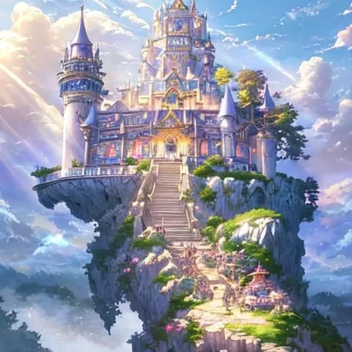 Prompt: warriors rpg game and floating castle heavenly sunshine beams divine bright soft focus holy in the clouds ethereal fantasy hyperdetailed mist Thomas Kinkade Studio Ghibli Anime Key Visual by Makoto Shinkai Deep Color Intricate Natural Lighting Beautiful Composition Epic brilliant stunning meticulously detailed dramatic atmospheric maximalist by artist Tamako Nakamura Anime Key Visual Japanese Manga Pixiv Zerochan Anime art Fantia