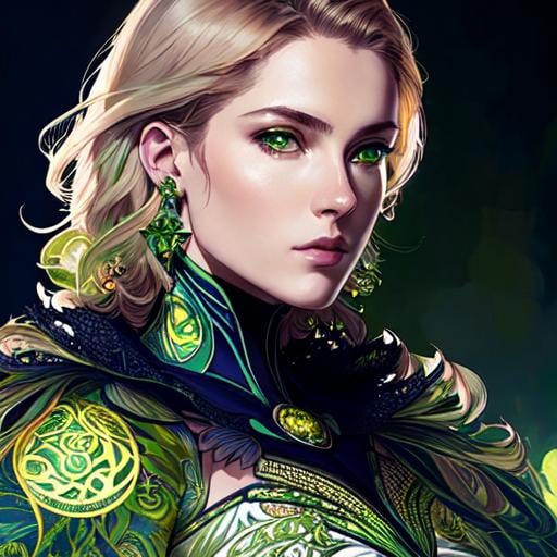 Prompt: Detailed eyes flawless eyes Gorgeous chartreuse greenest hair natural lime flair goddess, intricate, dramatic full body pose, magnificent, masterpiece, by minjae lee, by James jean, by WLOP, mucha, Waterhouse, by eve ventrue, by anna dittmann, by Alessio Albi, dynamic lighting, green, emeralds