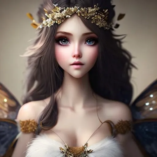 Prompt: cute femenine woman pixie , highly detailed, fluffy, intricate details, beautiful big eyes, maximum cuteness, lovely, adorable, beautiful, flawless, masterpiece, soft dramatic moody lighting, radiant love aura, ultra high quality octane render, hypermaximalist.