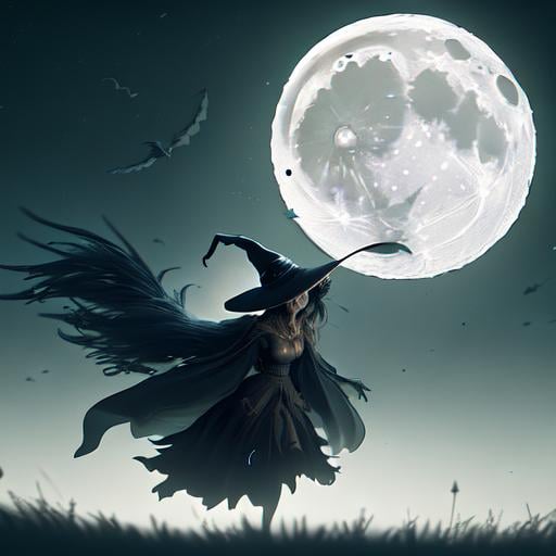 Prompt: A witch flying through the night with the moon in the background, Digital art, glow effects, Hand drawn, render, 8k, octane render, cinema 4d, blender, dark, atmospheric 4k ultra detailed, cinematic sensual, Sharp focus, humorous illustration, big depth of field, Masterpiece, colors, 3d octane render, concept art, trending on artstation, hyperrealistic, Vivid colors, modelshoot style, (extremely detailed CG unity 8k wallpaper), professional majestic oil painting by Ed Blinkey, Atey Ghailan, by Jeremy Mann, Greg Manchess, Antonio Moro, trending on ArtStation, trending on CGSociety, Intricate, High Detail, Sharp focus, dramatic, photorealistic painting art by midjourney and greg rutkowski,, 16k, UHD, HDR10,(Masterpiece:1.5), Absurdres, (best quality:1.5)
