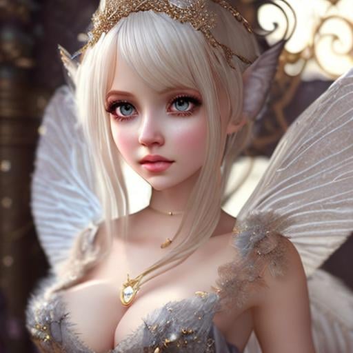 Prompt: cute femenine woman pixie , highly detailed, fluffy, intricate details, beautiful big eyes, maximum cuteness, lovely, adorable, beautiful, flawless, masterpiece, soft dramatic moody lighting, radiant love aura, ultra high quality octane render, hypermaximalist.