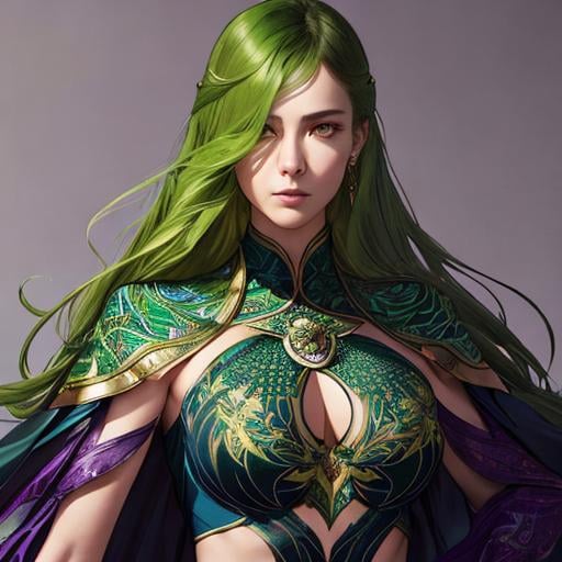 Prompt: Detailed eyes flawless eyes Gorgeous chartreuse greenest hair natural lime flair goddess, intricate, dramatic full body pose, magnificent, masterpiece, by minjae lee, by James jean, by WLOP, mucha, Waterhouse, by eve ventrue, by anna dittmann, by Alessio Albi, dynamic lighting, green, emeralds