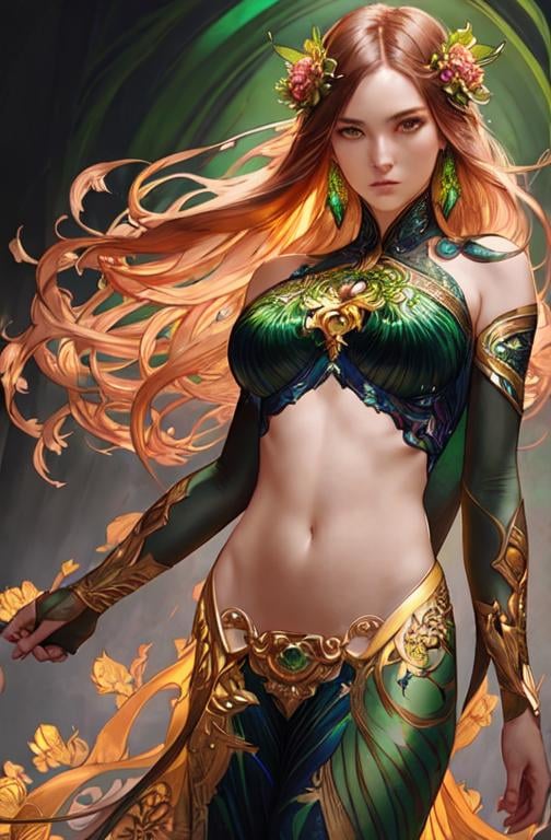 Prompt: Detailed eyes flawless eyes Gorgeous chartreuse greenest hair natural lime flair goddess, intricate, dramatic full body pose, magnificent, masterpiece, by minjae lee, by James jean, by WLOP, mucha, Waterhouse, by eve ventrue, by anna dittmann, by Alessio Albi, dynamic lighting, green, emeralds