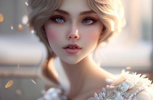 Prompt: exquisite new character, cute femenine woman, highly detailed, fluffy, intricate details, beautiful big eyes, maximum cuteness, lovely, adorable, beautiful, flawless, masterpiece, soft dramatic moody lighting, radiant love aura, ultra high quality octane render, hypermaximalist, trending on artstation, Anna Dittmann, Tom Blackwell