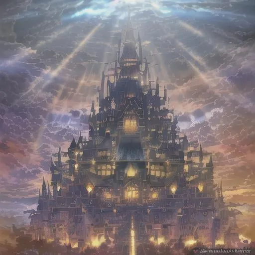 Prompt: fantastic ultra-detailed iron and leather warrior and floating castle heavenly sunshine beams divine bright soft focus holy in the clouds ethereal fantasy hyperdetailed mist Thomas Kinkade Studio Ghibli Anime Key Visual by Makoto Shinkai Deep Color Intricate Natural Lighting Beautiful Composition Epic brilliant stunning meticulously detailed dramatic atmospheric maximalist by artist Tamako Nakamura Anime Key Visual Japanese Manga Pixiv Zerochan Anime art Fantia