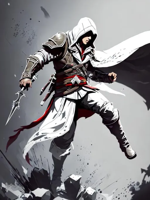 Prompt: Assassin's Creed detailed hyperpixelated drawing dynamic batle action, in the style of artists like Octavi Navarro Pixels Huh Mazeon splatter drippings, paper texturepixel, and perfect pixel shading with dramatic lighting. The artwork should be centered, stylized rendered in 8bit resolution for high-quality pixel detail, artstation, illustration, soft natural volumetric light, intricate artwork masterpiece
