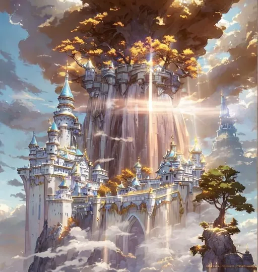 Prompt: warriors rpg game and floating castle heavenly sunshine beams divine bright soft focus holy in the clouds ethereal fantasy hyperdetailed mist Thomas Kinkade Studio Ghibli Anime Key Visual by Makoto Shinkai Deep Color Intricate Natural Lighting Beautiful Composition Epic brilliant stunning meticulously detailed dramatic atmospheric maximalist by artist Tamako Nakamura Anime Key Visual Japanese Manga Pixiv Zerochan Anime art Fantia