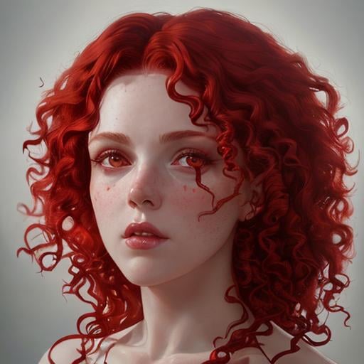 Prompt: Portrait of a witch with red, curly hair and with cute face, perfect composition, hyperrealistic, super detailed, 8k, high quality, trending art, trending on artstation, sharp focus, studio photo, intricate details, highly detailed, by greg rutkowski