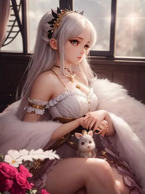 Prompt: cute femenine woman pixie , highly detailed, fluffy, intricate details, beautiful big eyes, maximum cuteness, lovely, adorable, beautiful, flawless, masterpiece, soft dramatic moody lighting, radiant love aura, ultra high quality octane render, hypermaximalist.