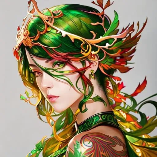 Prompt: Detailed eyes flawless eyes Gorgeous chartreuse greenest hair natural lime flair goddess, intricate, dramatic full body pose, magnificent, masterpiece, by minjae lee, by James jean, by WLOP, mucha, Waterhouse, by eve ventrue, by anna dittmann, by Alessio Albi, dynamic lighting, green, emeralds