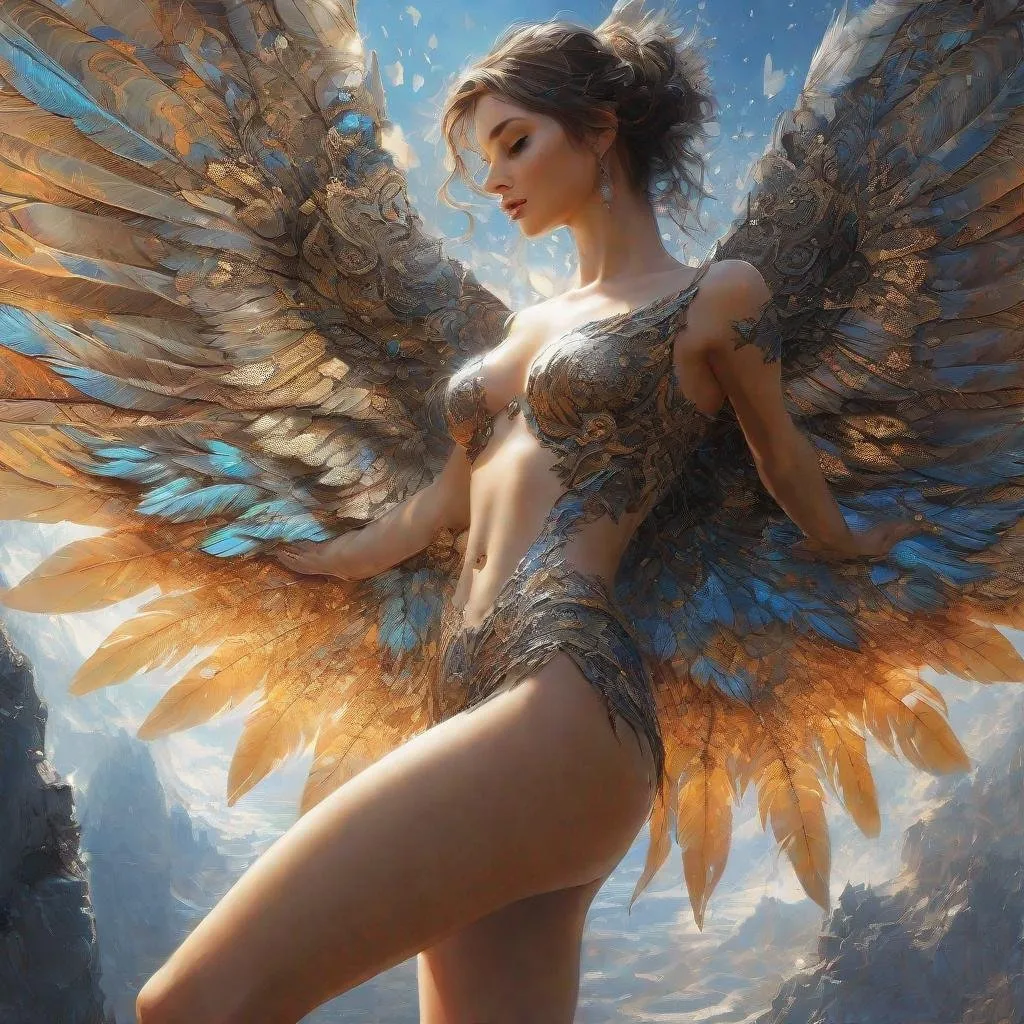 Prompt: beautiful, stunning wings, perfect body, perfect legs, perfect face, Wadim Kashin, James Gurney, Ink, splash art", amazing beauty_hyperdetailed_intricate_enigmatic,_a_lot_of_glowing_masterpiece_intricate_hyperdetailed_beautiful_girl,_detailed_face,_hopeful, scenic_view_space_with_very_wide_angle, colorful_glamorous_sunshine, WLOP,_Greg_Rutkowski,_128K_resolutioncoffe_hair_bottom_length_messy_hair_no_clothing_happy_Full_body_Beautiful_hyperdetailed_painting_luminism_art_by_Carne_Griffiths_and_Wadim_Kashin_concept_art_4k_resolution_fractal_isometrics_details_bioluminescence__3d_render_octane_render_intricately_detailed__cinematic_trending_on_artstation_Isometric_Centered_hyperrealistic_cover_photo_awesome_full_color_hand_drawn__gritty_realistic_mucha__intricate_hit_definition__cinematicRough_sketch_bold_lines_on_paper