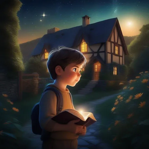 Prompt:  In a quaint village, lived a young boy named Alex. Alex was just like any other kid his age, but he had an insatiable curiosity about the stars and the mysteries of the universe.