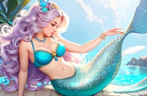 Prompt: Disney Pixar, exquisite new character, cute femenine woman mermaid, highly detailed, fluffy, intricate details, beautiful big eyes, maximum cuteness, lovely, adorable, beautiful, flawless, masterpiece, soft dramatic moody lighting, radiant love aura, ultra high quality octane render, hypermaximalist, trending on artstation, Anna Dittmann, Tom Blackwell