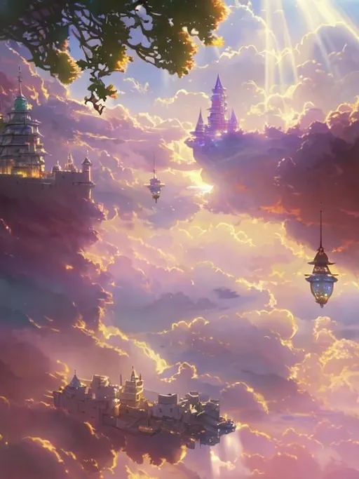 Prompt: warriors rpg game and floating castle heavenly sunshine beams divine bright soft focus holy in the clouds ethereal fantasy hyperdetailed mist Thomas Kinkade Studio Ghibli Anime Key Visual by Makoto Shinkai Deep Color Intricate Natural Lighting Beautiful Composition Epic brilliant stunning meticulously detailed dramatic atmospheric maximalist by artist Tamako Nakamura Anime Key Visual Japanese Manga Pixiv Zerochan Anime art Fantia