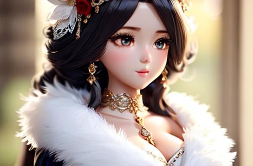 Prompt: Exquisite New Character, Cute Female Woman, Highly Detailed, Fluffy, Intricate Details, Beautiful Big Eyes, Maximum Cuteness, Lovely, Adorable, Beautiful, Flawless, Masterpiece, Soft Dramatic Moody Lighting, Radiant Love Aura, Ultra High Quality Octane, Hypema Red Full Body, Hypermaximalist, Beautiful, Flawless, Masterpiece, wears an elegant bell cut dress with a corset