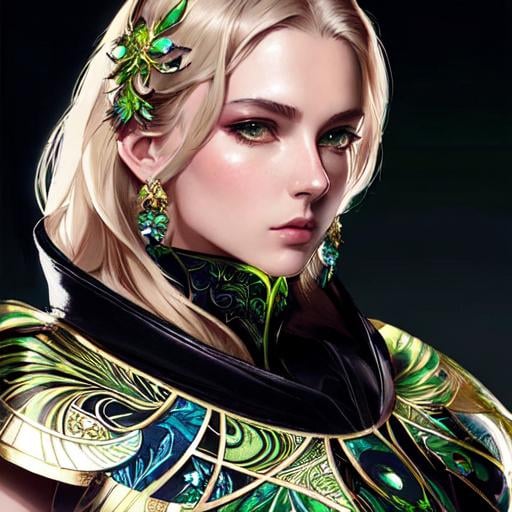 Prompt: Detailed eyes flawless eyes Gorgeous chartreuse greenest hair natural lime flair goddess, intricate, dramatic full body pose, magnificent, masterpiece, by minjae lee, by James jean, by WLOP, mucha, Waterhouse, by eve ventrue, by anna dittmann, by Alessio Albi, dynamic lighting, green, emeralds