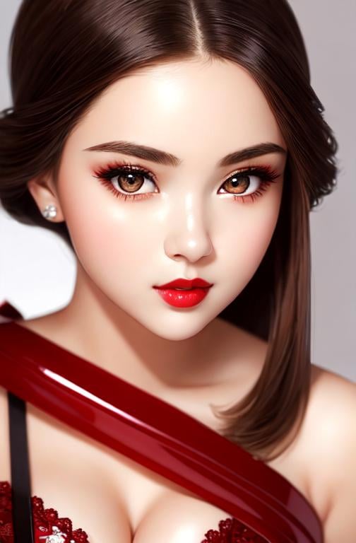 Prompt: Full-body detailed masterpiece, cute femenine woman red gloss beautiful lips, oval face,  high-res, quality upscaled image, perfect composition, highly detailed, intricate details, beautiful big eyes, maximum cuteness, lovely, adorable, beautiful, flawless, masterpiece, soft dramatic moody lighting, ultra high quality octane, hypermaximalist.