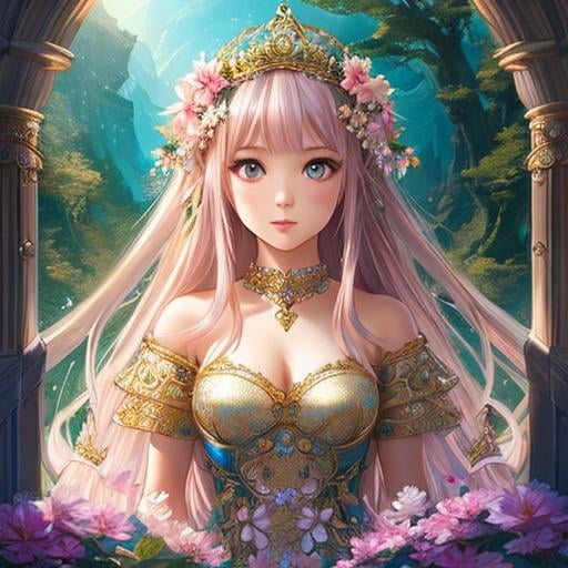 Prompt: full body of spring princess,, fantasy, Artgerm, WLOP; chibi,,Photograph Taken on Nikon D750, Intricate, Elegant, Digital Illustration, kawaii,,Scenic, Hyper-Realistic, Hyper-Detailed, 16k, symmetrical face, accurate anatomy, smooth, sharp focus fantasycore