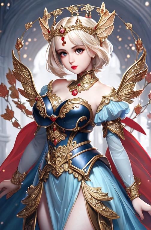 Prompt: Full-body detailed masterpiece, cute femenine woman pixie, red gloss beautiful lips, oval face,  high-res, quality upscaled image, perfect composition, highly detailed, intricate details, beautiful big eyes, maximum cuteness, lovely, adorable, beautiful, flawless, masterpiece, soft dramatic moody lighting, ultra high quality octane, hypermaximalist. armor